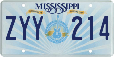 MS license plate ZYY214
