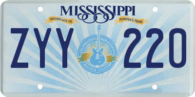 MS license plate ZYY220