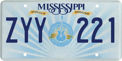 MS license plate ZYY221