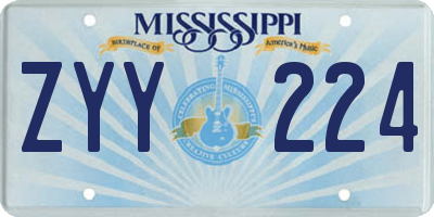 MS license plate ZYY224