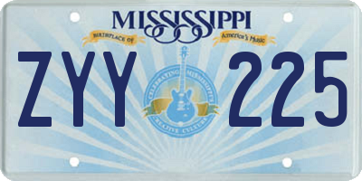 MS license plate ZYY225