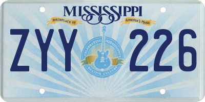 MS license plate ZYY226