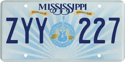 MS license plate ZYY227