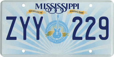 MS license plate ZYY229