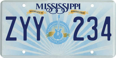 MS license plate ZYY234
