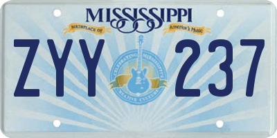 MS license plate ZYY237