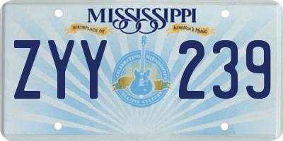 MS license plate ZYY239