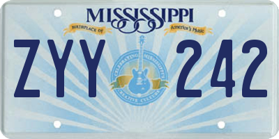 MS license plate ZYY242