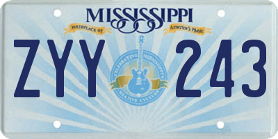 MS license plate ZYY243