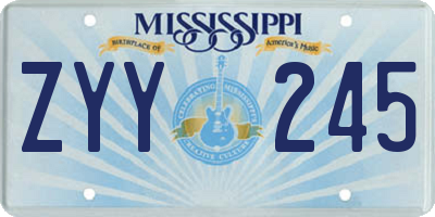 MS license plate ZYY245