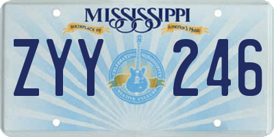 MS license plate ZYY246