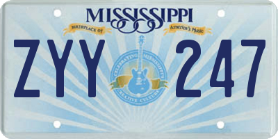 MS license plate ZYY247