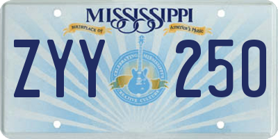 MS license plate ZYY250