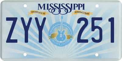 MS license plate ZYY251
