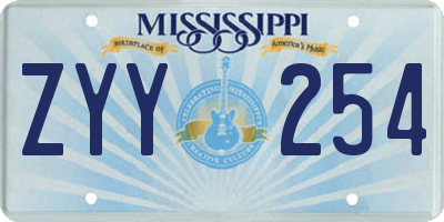 MS license plate ZYY254