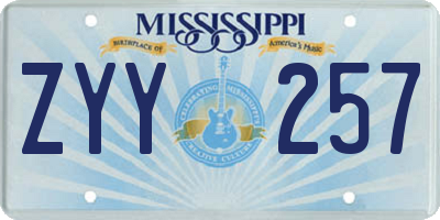 MS license plate ZYY257