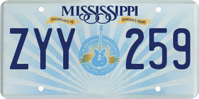 MS license plate ZYY259