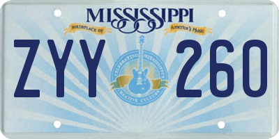 MS license plate ZYY260