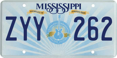 MS license plate ZYY262