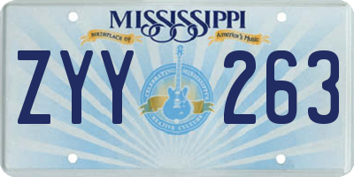MS license plate ZYY263