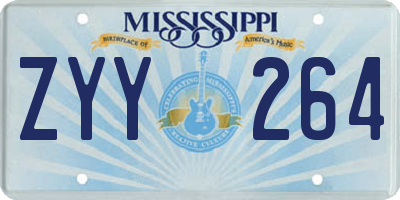 MS license plate ZYY264