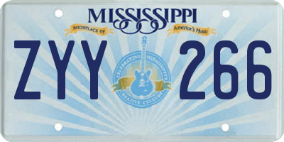 MS license plate ZYY266