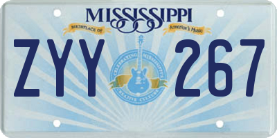MS license plate ZYY267