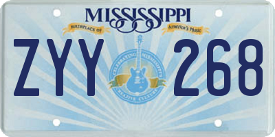 MS license plate ZYY268