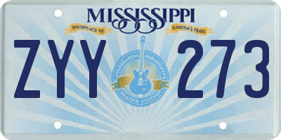 MS license plate ZYY273