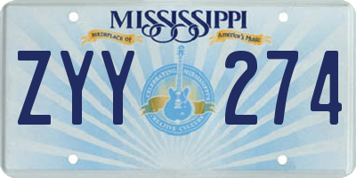 MS license plate ZYY274