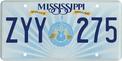 MS license plate ZYY275