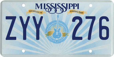 MS license plate ZYY276