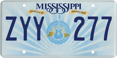 MS license plate ZYY277