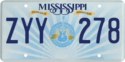 MS license plate ZYY278