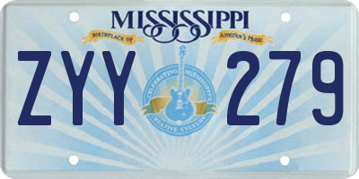 MS license plate ZYY279