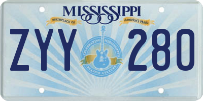 MS license plate ZYY280