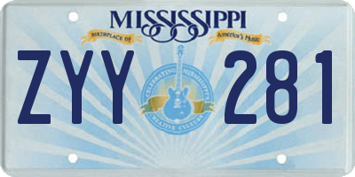 MS license plate ZYY281