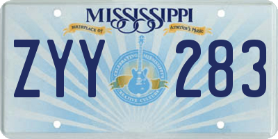 MS license plate ZYY283