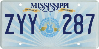 MS license plate ZYY287