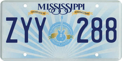 MS license plate ZYY288