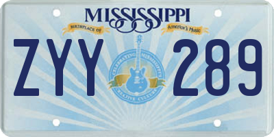 MS license plate ZYY289