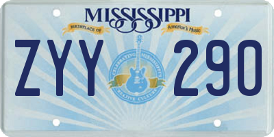 MS license plate ZYY290
