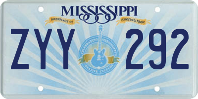 MS license plate ZYY292