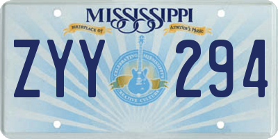 MS license plate ZYY294