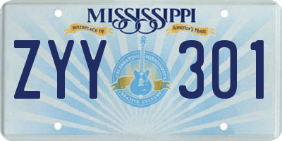 MS license plate ZYY301