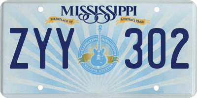 MS license plate ZYY302