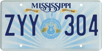 MS license plate ZYY304