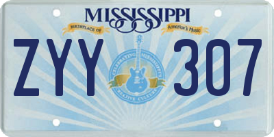 MS license plate ZYY307