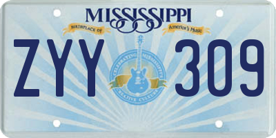 MS license plate ZYY309