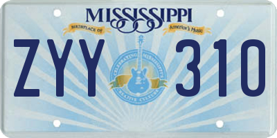 MS license plate ZYY310